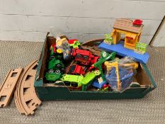 A selection of toy trains including tracks