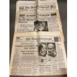 Three original newspapers, King Edward abdicates, England win the World Cup and first men on the