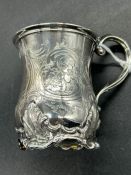 A small Victorian tankard with four acanthus leaf feet, hallmarked for London 1854, makers mark