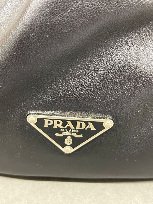 A Prada black leather Vitello Moon saddlebag with dust cover and authenticity card (W40cm) - Image 11 of 14