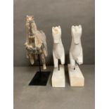 Three contemporary horse sculptures
