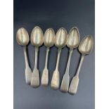 An assortment of six Georgian silver teaspoons. (130g)