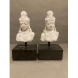 A pair of contemporary Thai theme female bust