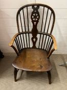 A Windsor oak chair with wheel back