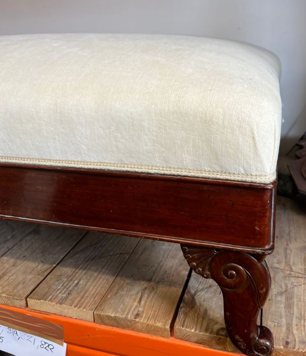 A George IV style mahogany chaise lounge, re-upholstered with padded back and scrolled ends, - Image 4 of 4