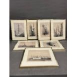Seven framed David Roberts prints