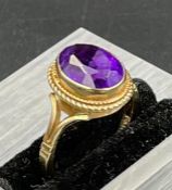 A 9ct gold amethyst ring Size J1/2