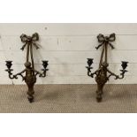 A pair of brass figurative wall sconces.