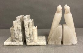 Two pairs of marble book ends