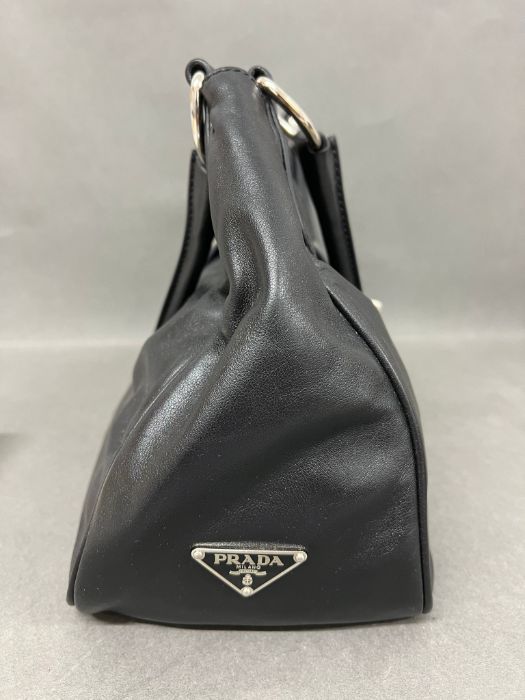 A Prada black leather Vitello Moon saddlebag with dust cover and authenticity card (W40cm) - Image 5 of 14