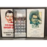 Three framed playbill posters