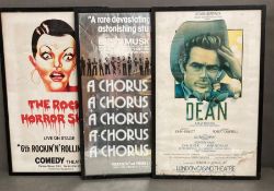 Three framed playbill posters