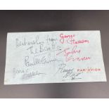 Beatles Autographs: All four of the Beatles autographs on an envelope from the George V hotel in
