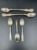 Two Loring Andres and Co sterling silver ice cream sundae spoons and three decorative sterling