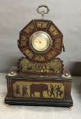 An 18th Century octangular shape top, inlaid brass depicting elephants and dancers