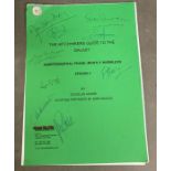 A signed radio script of the Hitchhikers Guide to The Galaxy "Quintessential Phase Episode 3