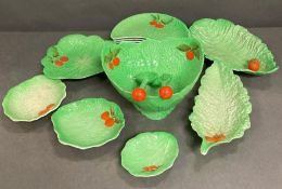 A Carlton ware Lettuce leaf salad bowl and dishes