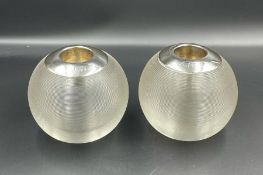 A Pair of silver mounted large glass match strikers, makers mark John Grinsell & Sons,hallmarked for