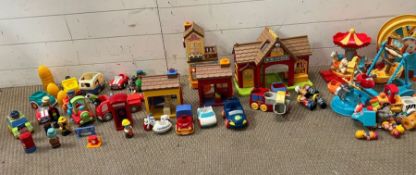 A large selection of Fisher Price toys