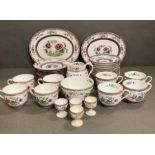 An Imari Spode breakfast service comprising of egg cups, plates, cups and saucers, milk jug etc