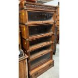 A Globe Wernicke bookcase, seven section with moulded cornice top and five glazed sections