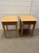Two bedsides on tapering legs (H58cm Sq45cm)