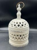 A carved decorative jar possibly Indian ideally for tea lights/candle