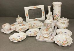 A selection of Ansley cottage garden ceramics and two trays