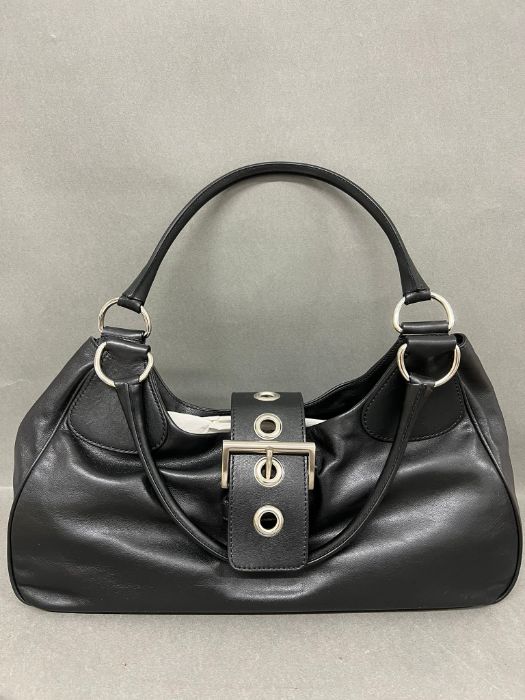 A Prada black leather Vitello Moon saddlebag with dust cover and authenticity card (W40cm) - Image 14 of 14