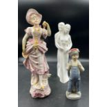 Three china figures, Lladro, Coalport and unstamped