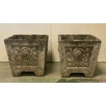 A pair of square planters