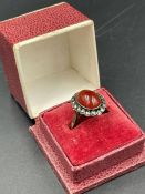 A Vintage Carnelian 9ct gold and silver ring Size R 1/2
