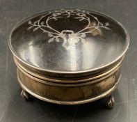 Stirling silver jewellery box with tortoise shelf with silver inlay (65g)