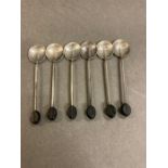 A set of six hallmarked coffee bean spoons. (39.5g)