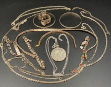 A Volume of silver jewellery to include necklaces etc.