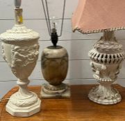 Three vintage table lamps