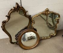 Three gilt frame wall mirrors