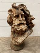A weathered head of an warrior bust in the style of Francois Rude (H58cm) (Heavy cast metal)