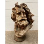 A weathered head of an warrior bust in the style of Francois Rude (H58cm) (Heavy cast metal)