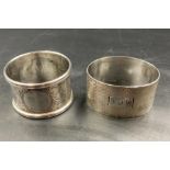 Two hallmarked silver napkin rings (35.7g)