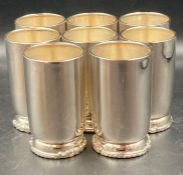 A set of eight solid silver goblets (Approximate weight is 835g)