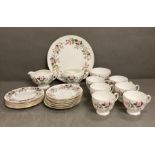 A Wedgewood tea service "Hathaway Rose", six cups and saucers, six side plates, sugar bowl. soup