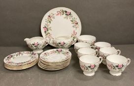 A Wedgewood tea service "Hathaway Rose", six cups and saucers, six side plates, sugar bowl. soup