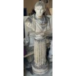 A garden Roman bust and pillar column (Bust H83cm W74cm) (Column H97cm Dia50cm)
