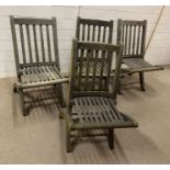 Four wooden reclaimed slatted folding chairs