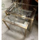Two Mid Century metal and glass side tables