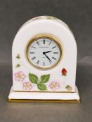 Wedgwood bone china, wild strawberry dome mantle clock