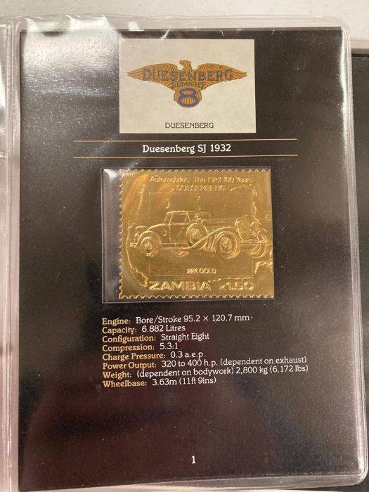 Auto 100 The Gold Stamps of the Classic Car Gold Stamp collection authorized by the Zambia Post - Image 7 of 9