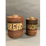 Two earthenware barrel jars