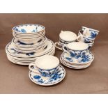 A part Broadhurst Staffordshire dinner/tea service, blue and white